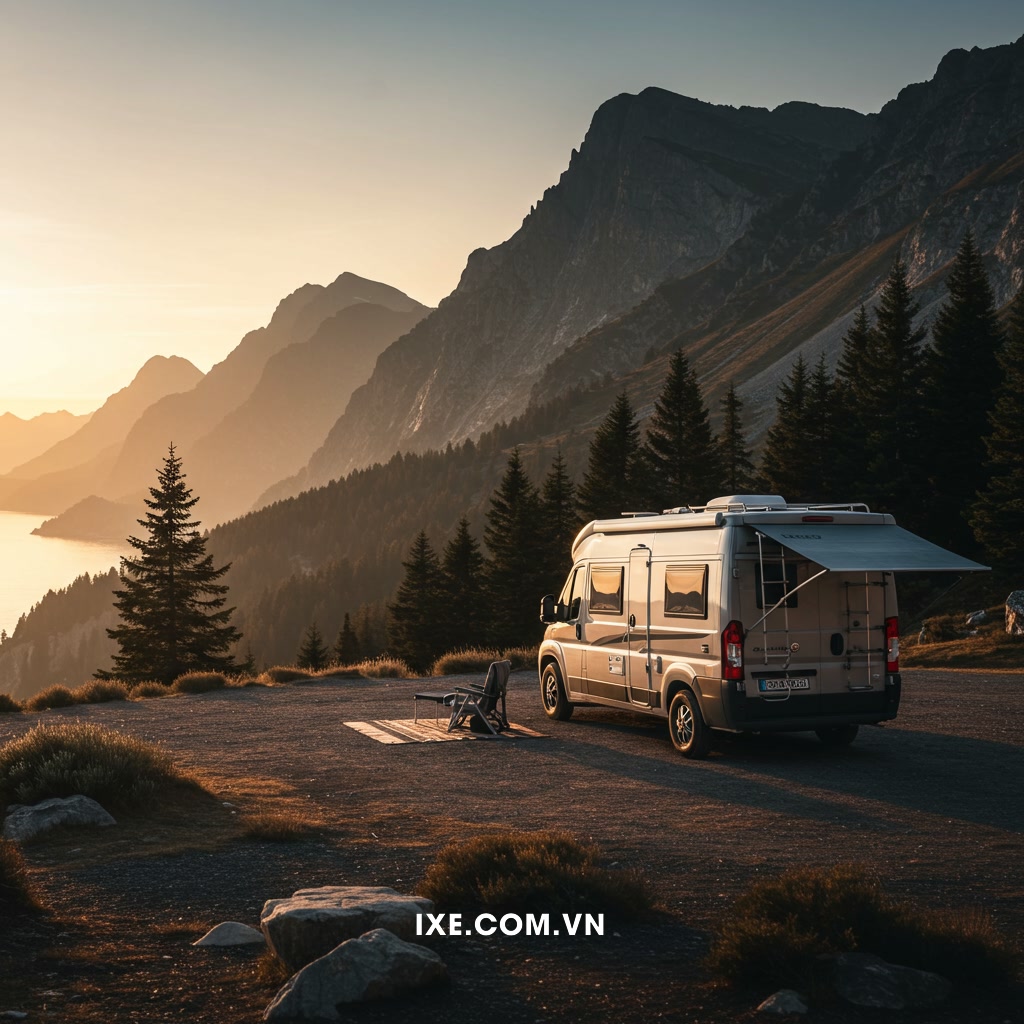 Tận dụng chiếc xe camping làm điểm nhấn hoặc bối cảnh