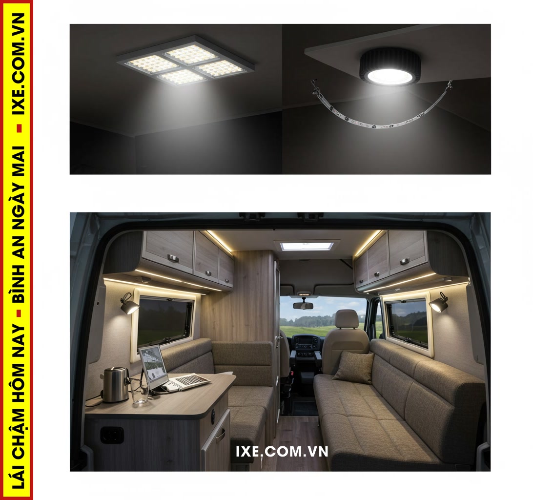 C&aacute;c loại &aacute;nh s&aacute;ng thường gặp tr&ecirc;n xe camping thu&ecirc; v&agrave; c&aacute;ch nhận biết