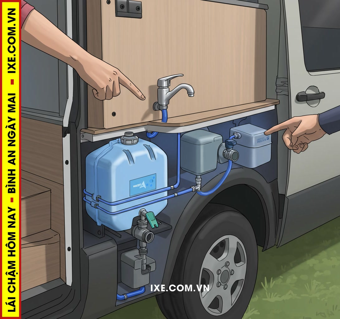 Làm quen với Hệ thống Nước trên Xe Camping Thuê