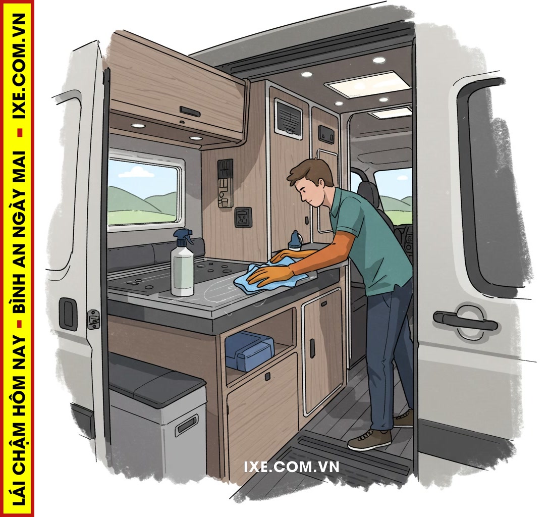 Lưu &yacute; khi dọn dẹp v&agrave; trả xe camping thu&ecirc;