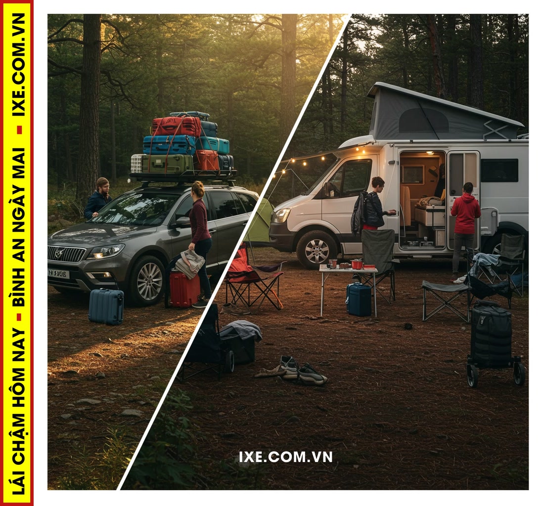 So s&aacute;nh: Sử dụng xe c&aacute; nh&acirc;n hay Thu&ecirc; xe camping?