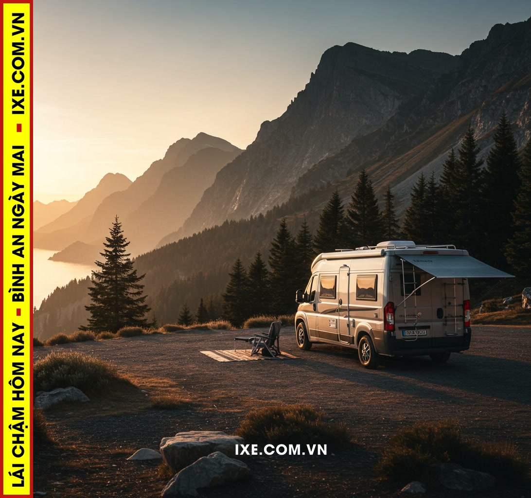 Tận dụng chiếc xe camping làm điểm nhấn hoặc bối cảnh