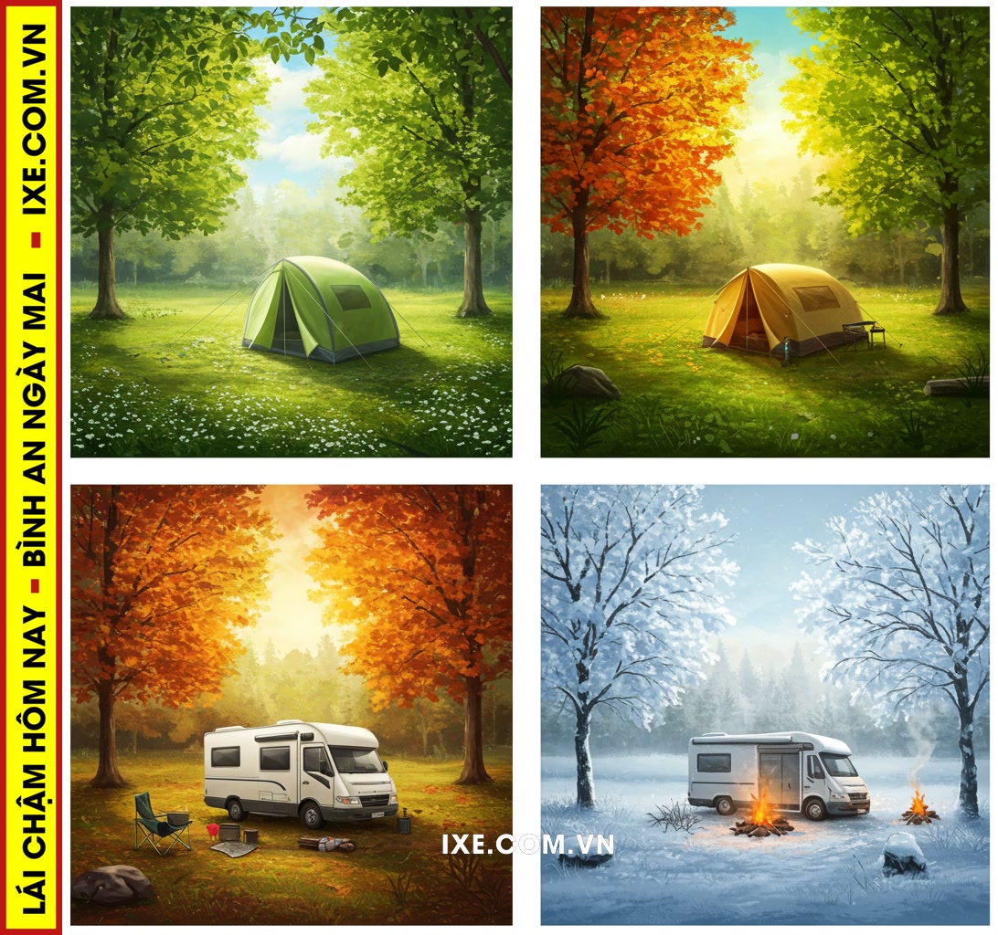 Thử th&aacute;ch v&agrave; trải nghiệm đặc trưng của cắm trại theo từng m&ugrave;a